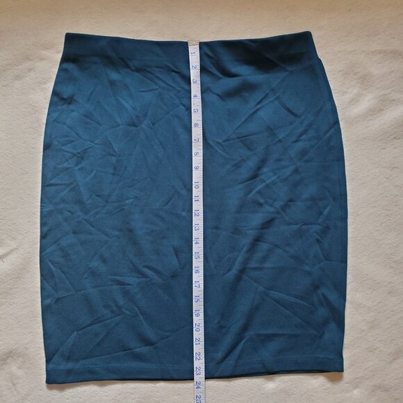 Jane and Mercer Women Green Skirt Sz 14 Pronounced Gold Back Zipper Stretch - Picture 4 of 10